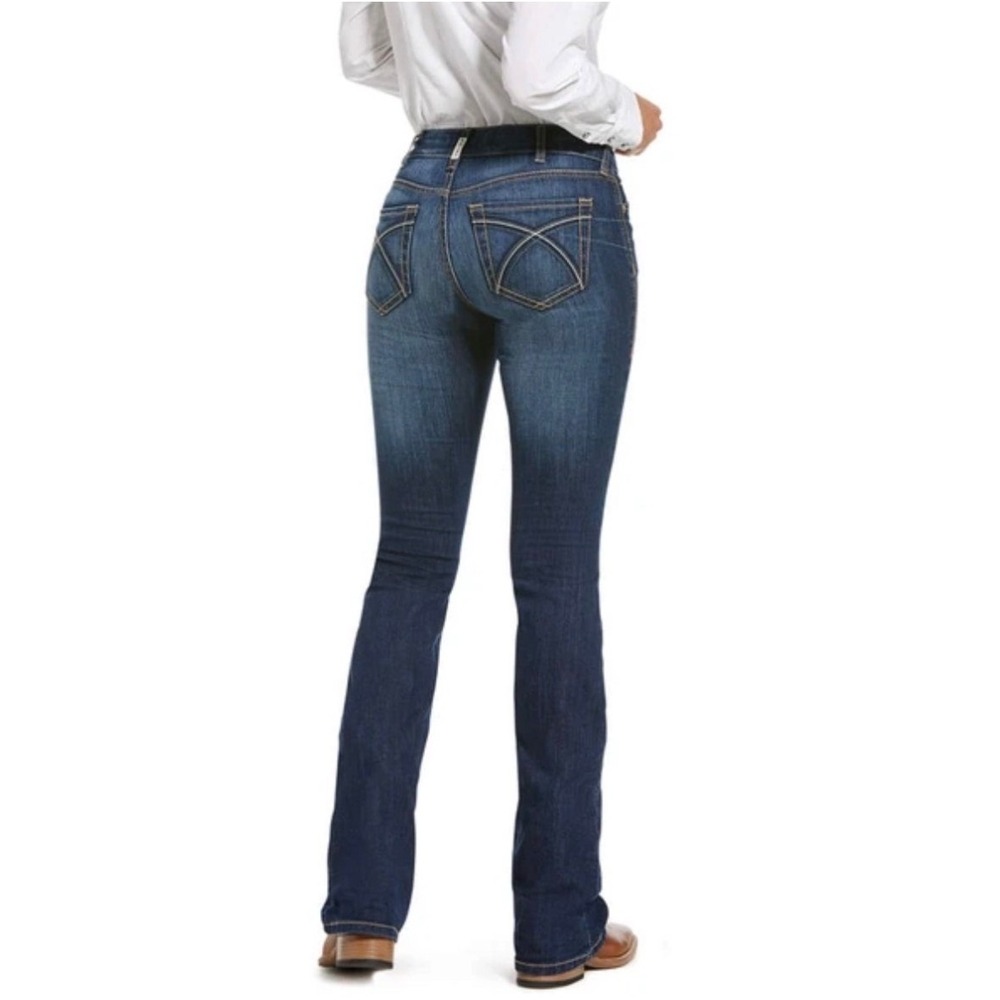 Ariat REAL Bootcut Jeans Womens 34R Blue Lita Rosa Mid Rise Stretch Denim